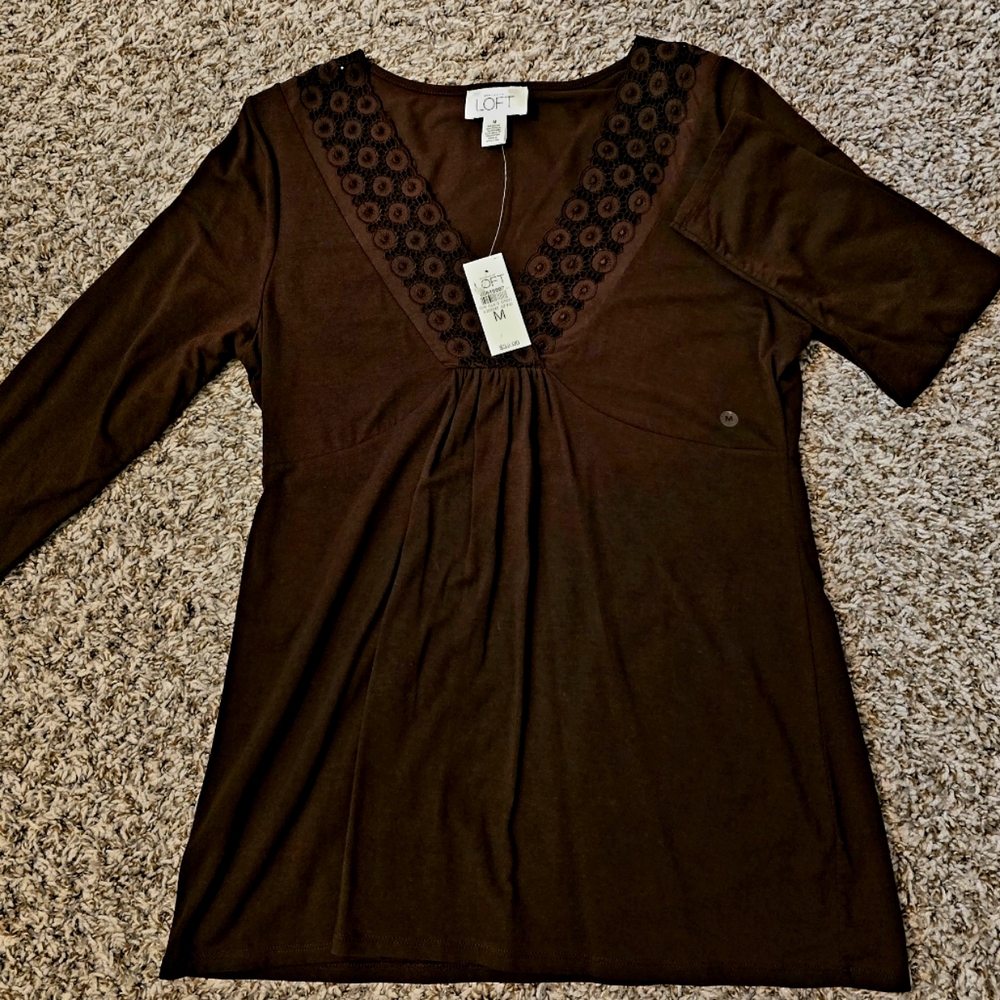 Ann Taylor Loft Womens Brown Medium Top Blouse